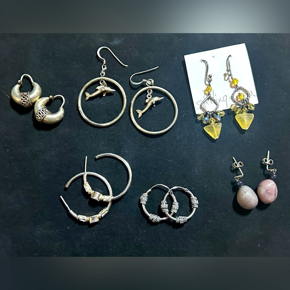 6 pairs of Sterling Silver Earrings - Picture 1 of 2